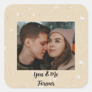 Cuadrada Pegatina de foto personalizada “Tú y yo para siemp