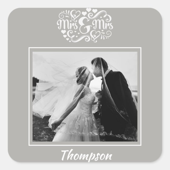 Cuadrada Pegatina de fotografía boda (Anverso)