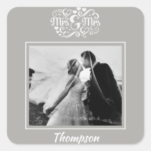 Cuadrada Pegatina de fotografía boda