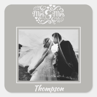 Cuadrada Pegatina de fotografía boda