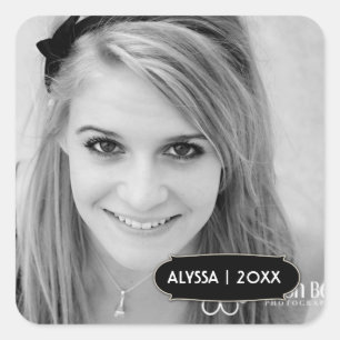 Cuadrada pegatina de fotografía de graduación de 311 Person