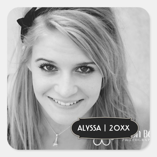 Cuadrada pegatina de fotografía de graduación de 311 Person (Anverso)