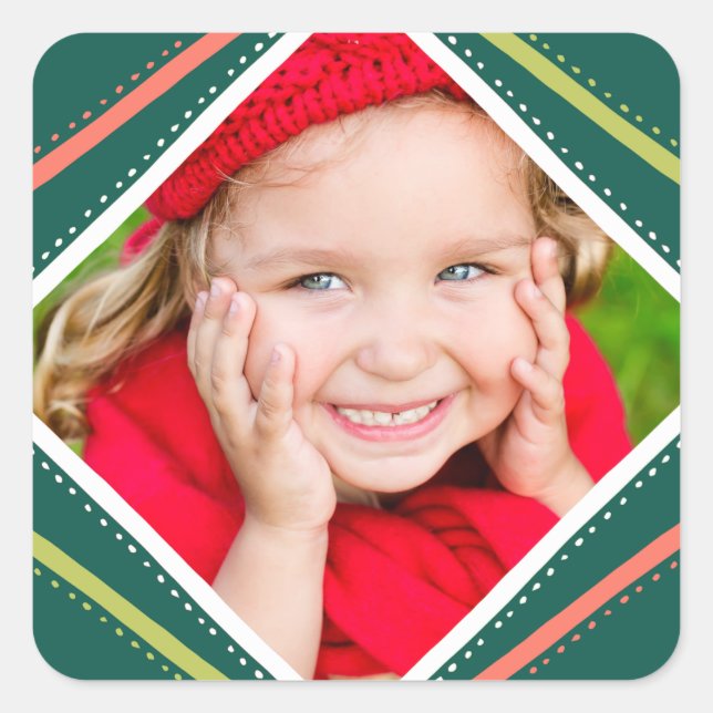 Cuadrada Pegatina de fotos de vacaciones coloridas (Anverso)