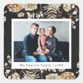 Cuadrada Pegatina de fotos de vacaciones negras