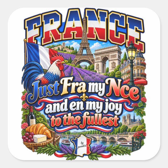 Cuadrada Pegatina de Francia (Anverso)
