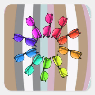 Cuadrada Pegatina de franjas y anteojos