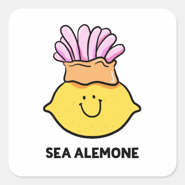 Cuadrada Pegatina de frutas de limón A-lemon-e (Anverso)