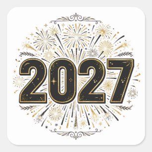 Cuadrada Pegatina de fuegos artificiales de 2027