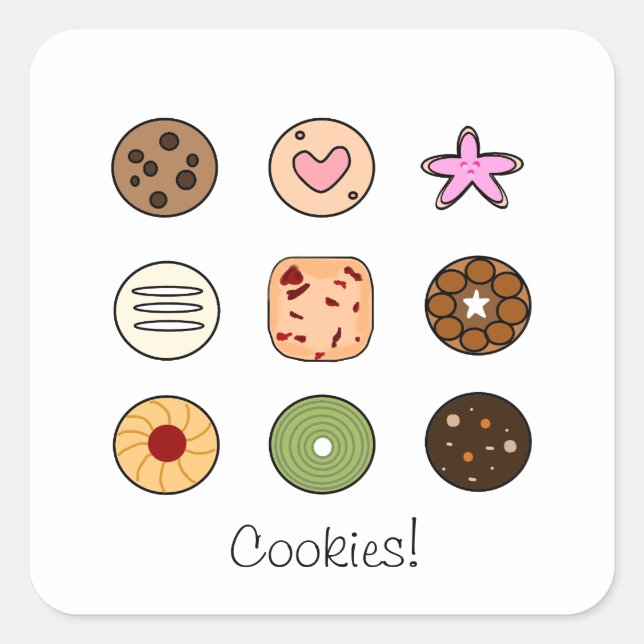 Cuadrada Pegatina de galletas (Anverso)