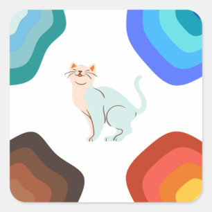 Cuadrada Pegatina de gato