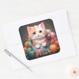 Cuadrada Pegatina de gato bonito