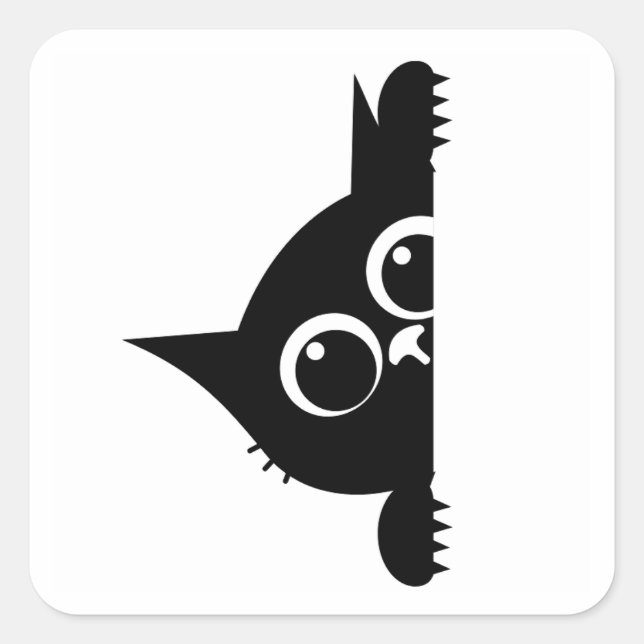 Cuadrada Pegatina de gato Peekaboo (Anverso)