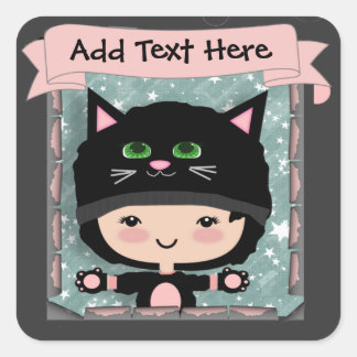 Cuadrada Pegatina de gato personalizado