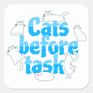 Cuadrada Pegatina de Gatos Antes de Tareas