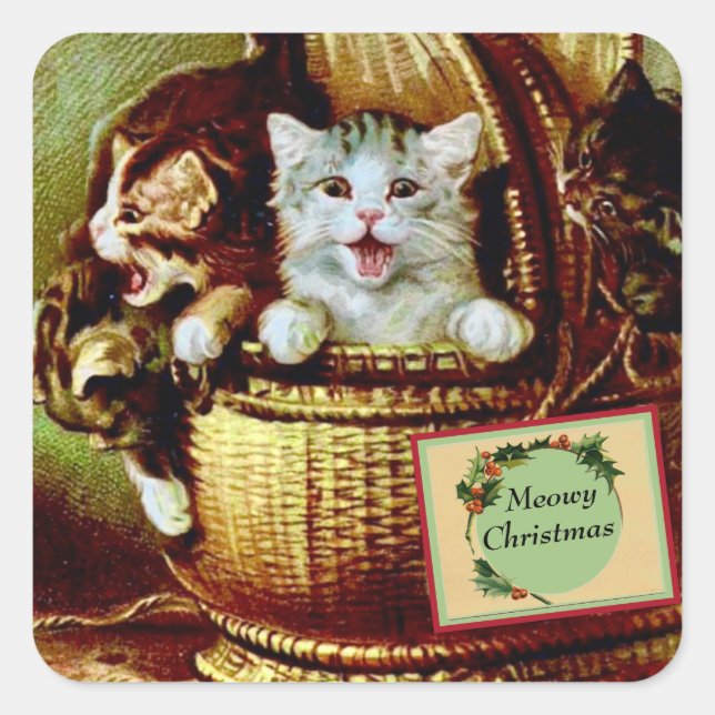 Cuadrada Pegatina de Gatos de Victoria (Anverso)