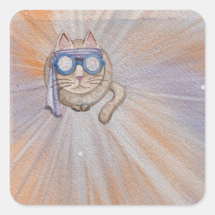 Cuadrada Pegatina de gatos FarFarOut