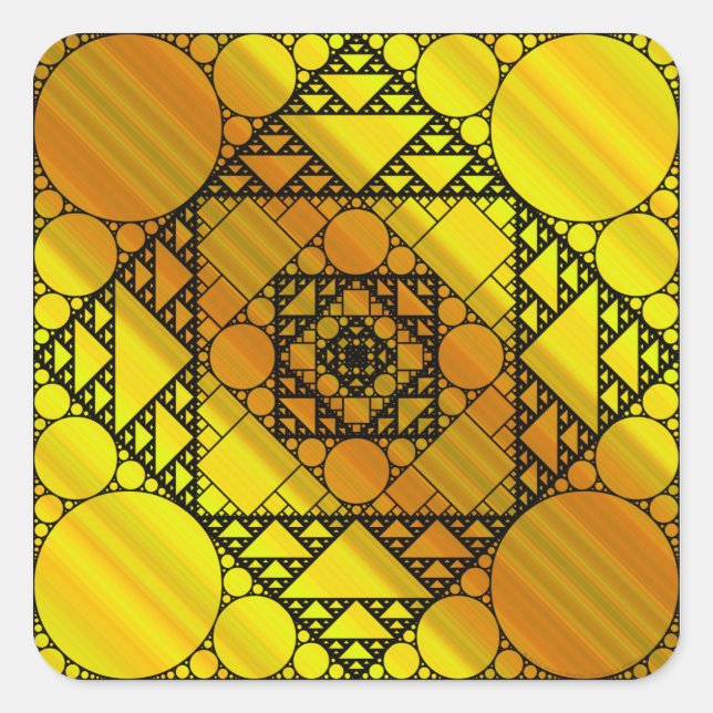 Cuadrada Pegatina de geometría fractal (Anverso)