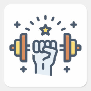 Cuadrada Pegatina de gimnasio / fitness limpio sin excusa