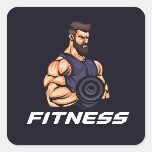 Cuadrada Pegatina de gimnasio / fitness lindo sin excusas