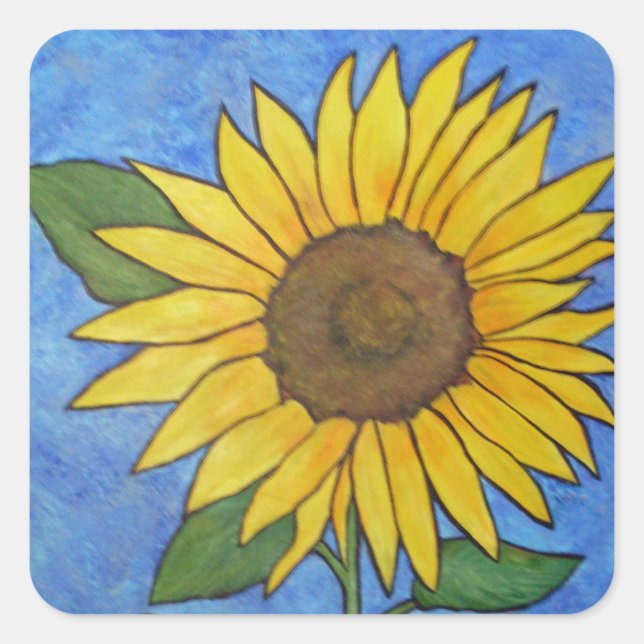 Cuadrada Pegatina de girasol (Anverso)