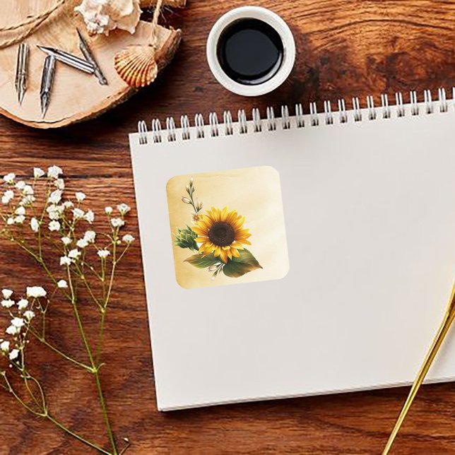 Cuadrada Pegatina de girasol (Subido por el creador)