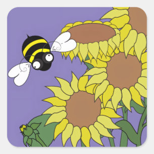 Cuadrada Pegatina de girasol