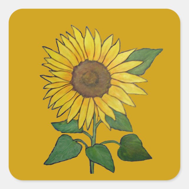 Cuadrada Pegatina de girasol (Anverso)