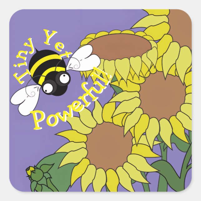 Cuadrada Pegatina de girasol diminuto pero poderoso (Anverso)
