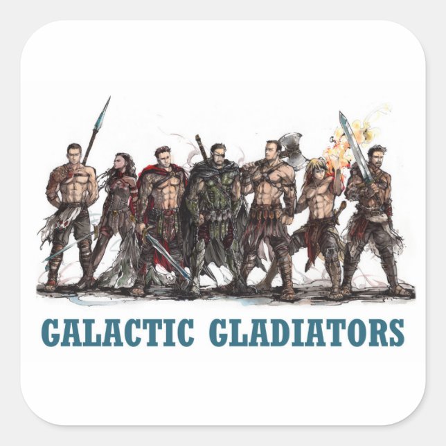 Cuadrada Pegatina de gladiadores galácticos (Anverso)