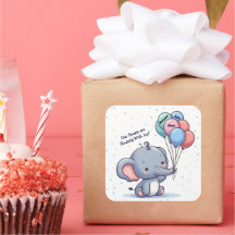 Pegatina de globo de elefante bebé