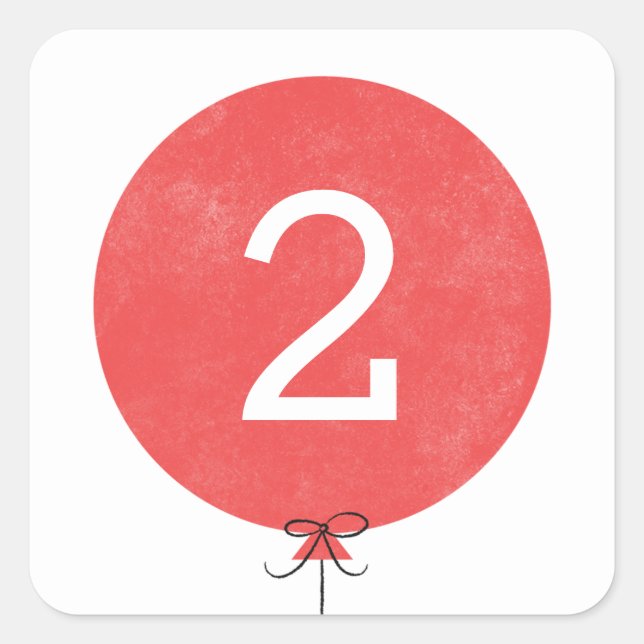 Cuadrada Pegatina de globo - Rojo (Anverso)