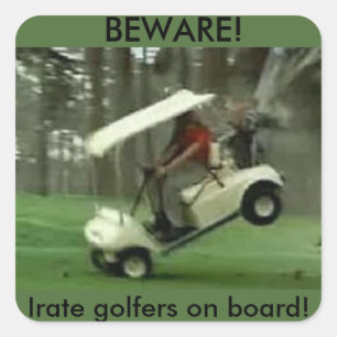 Cuadrada Pegatina de golf Cart Irate