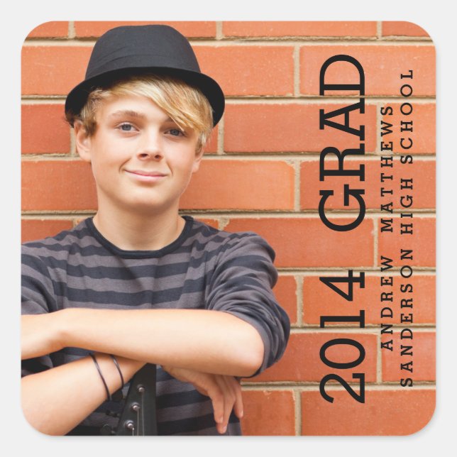 Cuadrada Pegatina de Grado de Secundaria Moderna (Anverso)