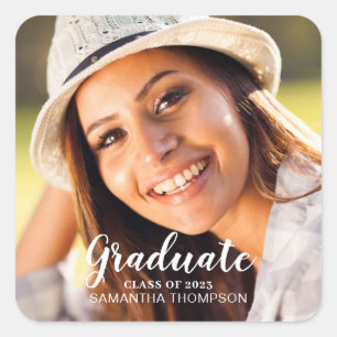 Cuadrada Pegatina de Graduación de Foto