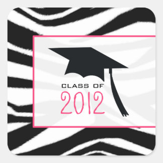 Cuadrada Pegatina de Graduación de Zebra 2012