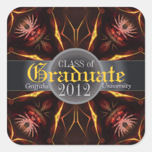Cuadrada Pegatina de Graduación del Premio Flores de Postre