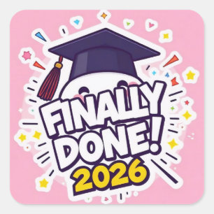 Cuadrada Pegatina de graduación rosa de la promoción de 202