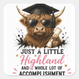 Cuadrada Pegatina de graduada de enfermería Highland Cow pr