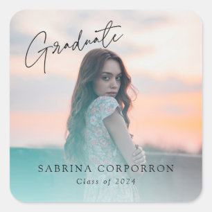 Cuadrada Pegatina de graduados de guión moderno