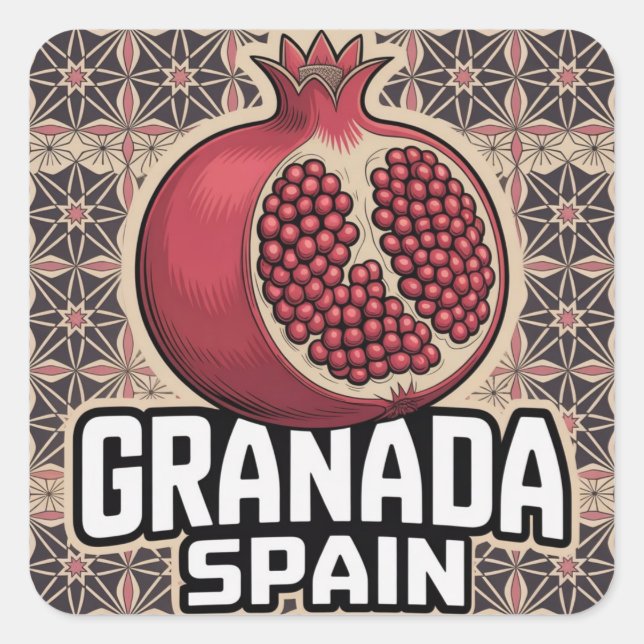 Cuadrada Pegatina de Granada España (Anverso)