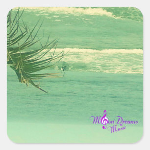 Cuadrada Pegatina de Green Water Ocean Square