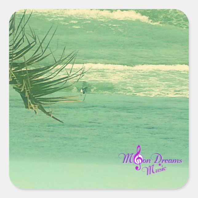 Cuadrada Pegatina de Green Water Ocean Square (Anverso)