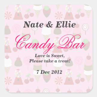 Cuadrada Pegatina de Gumballs & Ice crema Candy Bar