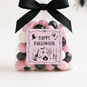 Cuadrada Pegatina de halloween, alegre y caprichosa