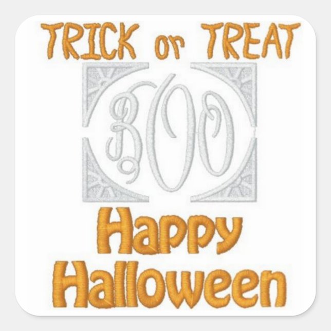 Cuadrada Pegatina de Halloween (con aspecto de bordado) (Anverso)