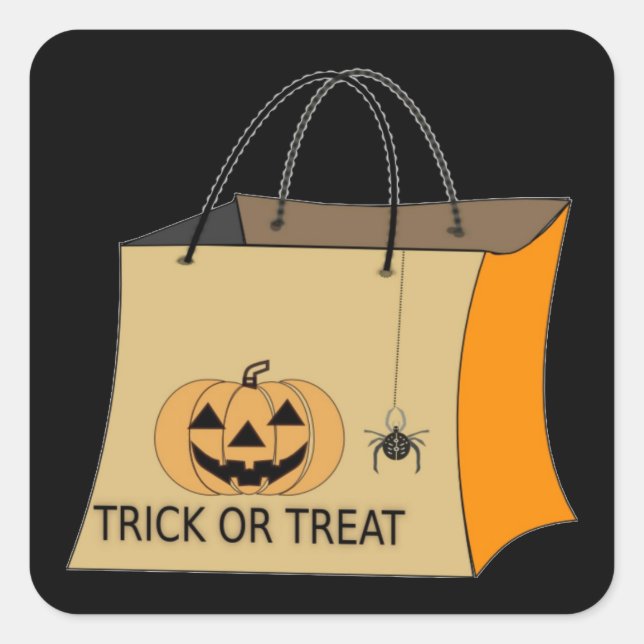 Cuadrada Pegatina de Halloween con trucos o trucos (Anverso)