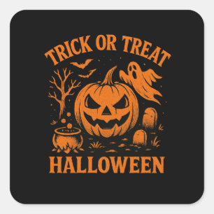 Cuadrada Pegatina de Halloween con trucos o trucos