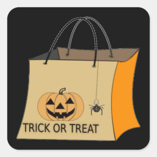 Cuadrada Pegatina de Halloween con trucos o trucos