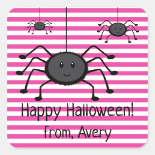 Cuadrada Pegatina de Halloween de arañas espeluznantes con