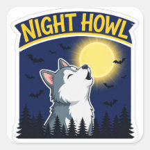 Pegatina de Halloween de perro Husky Aullido Noctu